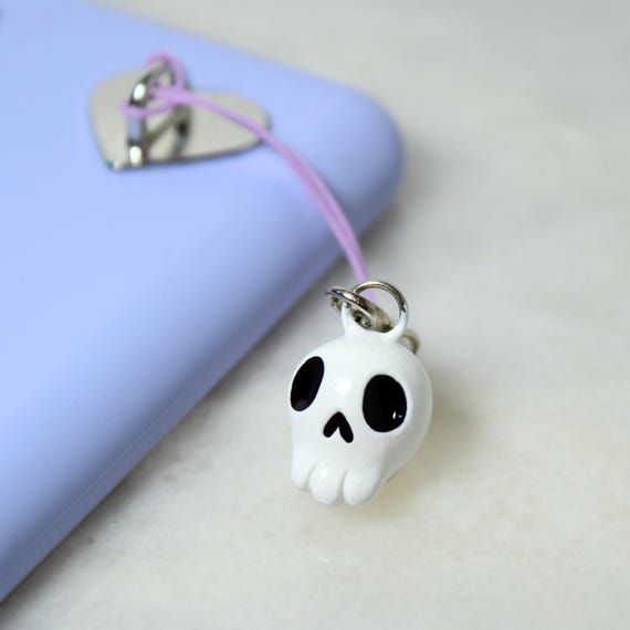 Cute Skull Charm - Gothic Phone Charm - Polymer Clay Charms - Phone Charm Strap
