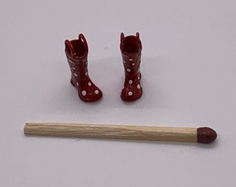 Toddler welly rain boots Doll house miniature 1:12 scale