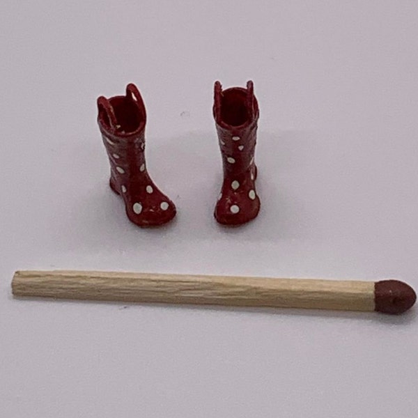 Toddler welly rain boots Doll house miniature 1:12 scale