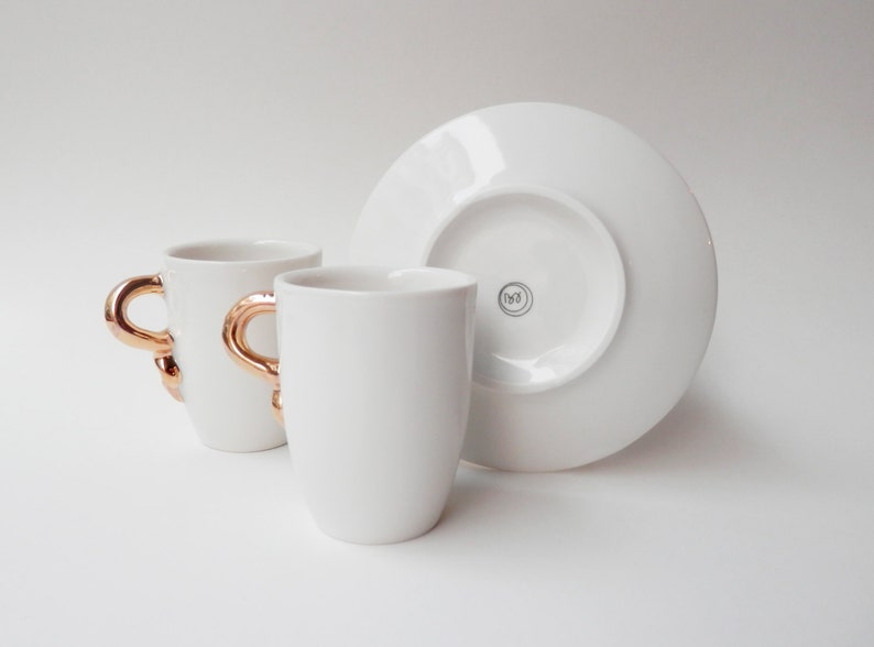 Ceramic Cups Set, Espresso Cups, coffee cups, Porcelain Cups with Saucers, Modern Porcelain, Handmade by Barceramics image 3