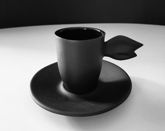 Black Ceramic Espresso Cups, Macchiato cup, Coffee Lover Gifts, Espresso mug, Unique mug, Business gift, Espresso Cups with Saucers