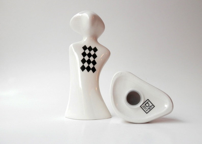 Salt and Pepper Shakers, Black and White, Porcelain, Ceramics and Pottery, Handmade Gift, Serveware, Table Decor zdjęcie 6