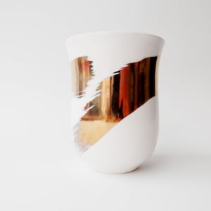 Porcelain fancy Mug, White with Gold mugs, Ceramic Mug, Coffee cups, Handmade ceramics, Modern ceramics, home decor image 2