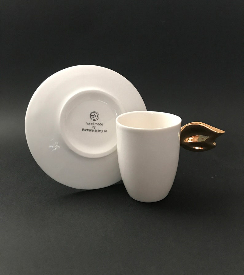 Zestaw filiżanek ceramicznych, porcelanowa filiżanka do espresso, filiżanka, filiżanki ze spodkiem, filiżanka porcelanowa, ręcznie robiona przez Barceramics zdjęcie 3