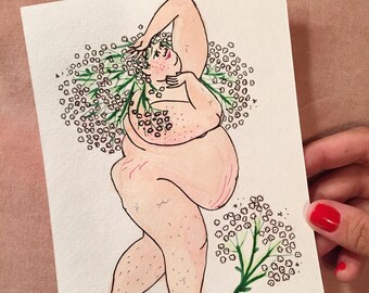 Baby's Breath Goddess, Symbolic of Innocence and Purity of Heart - Original Illustration