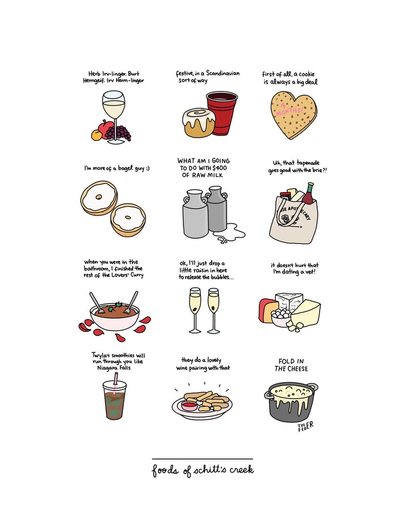 Foods of Schitt's Creek Hand-Illustrated image 0