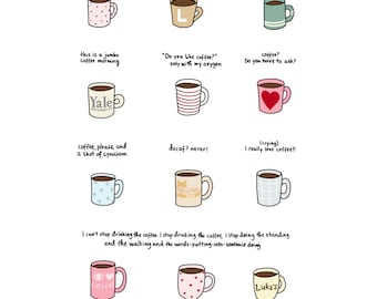 Coffee of Gilmore Girls Print - Hand-Illustrated