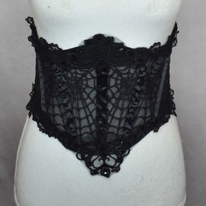 Embroidered Spiderweb Lace Waist Corset Belt