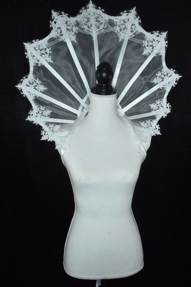 Organza Ornate Elizabethan Collar White