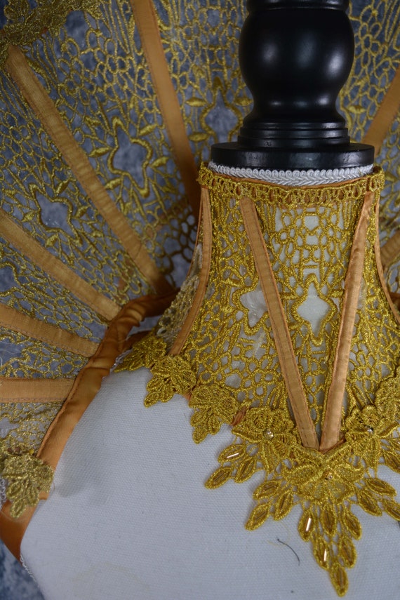 Embroidered Lace Elizabethan 3-piece Lingerie Corset Set 