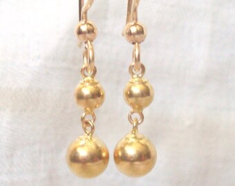 Gold Earrings -All 9K Gold Ball Earrings on Solid 10K Gold Wires