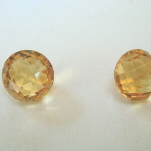 Citrine Loose Gemstones Natural Round 8mm Checkerboard Pair Bild 3