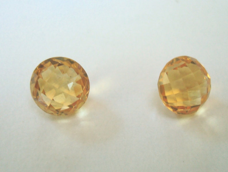 Citrine Loose Gemstones Natural Round 8mm Checkerboard Pair 画像 3