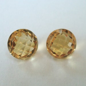 Citrine Loose Gemstones Natural Round 8mm Checkerboard Pair 画像 4