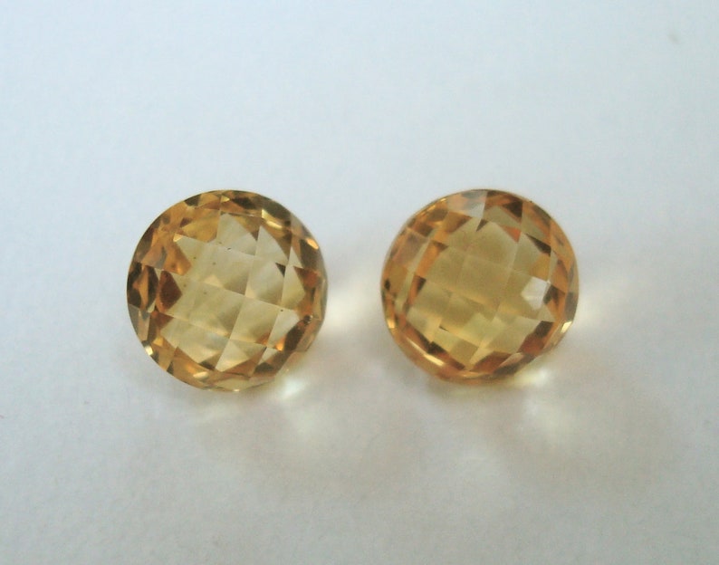 Citrine Loose Gemstones Natural Round 8mm Checkerboard Pair 画像 4