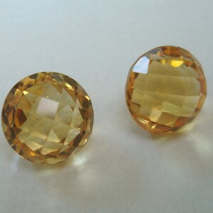 Citrine Loose Gemstones Natural Round 8mm Checkerboard Pair 画像 1