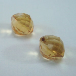 Citrine Loose Gemstones Natural Round 8mm Checkerboard Pair 画像 2