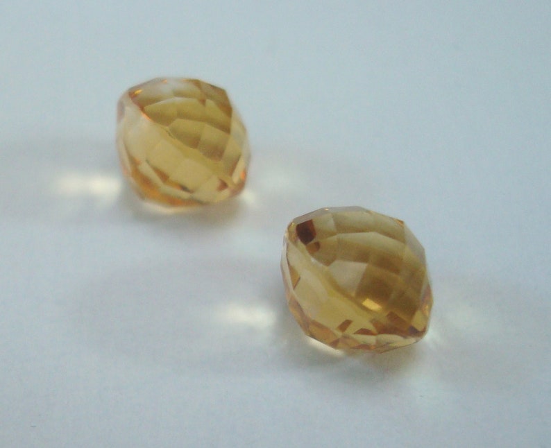 Citrine Loose Gemstones Natural Round 8mm Checkerboard Pair Bild 2