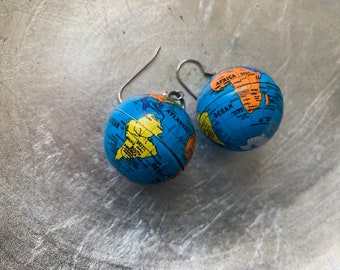 Vintage Earth Day World Globe Earrings