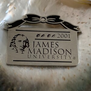 Vintage 2001 James Madison University JMU 22-Year Anniversary Presidential pewter Commemoratives Adams and Adams holiday ornament
