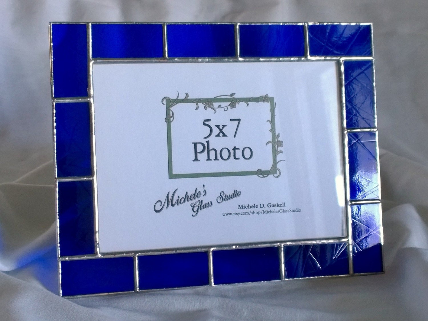 5x7 cobalt blue stained glass picture frame Made to Order Etsy
