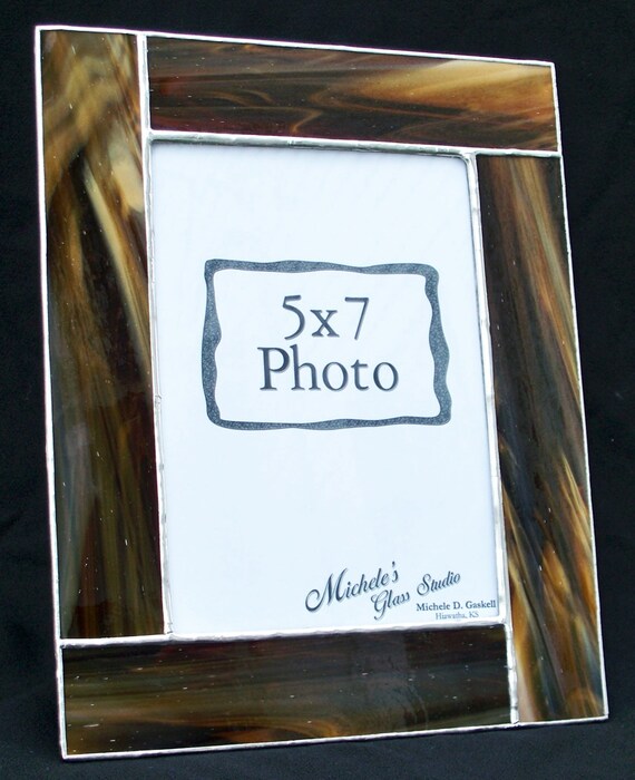 5x7 Dark Brown Stained Glass Picture Frame Made To Order Image 0