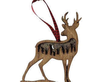 Laser Cut Deer Ornament: Rustic Woodland Cabin Decor