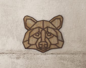 Geometric Raccoon Wood Wall Art: Laser Cut Woodland Nursery Decor
