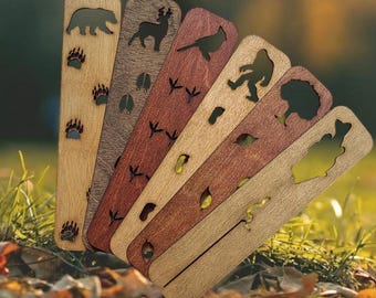 Laser Cut Wood Bookmark: Nature & Wildlife Designs
