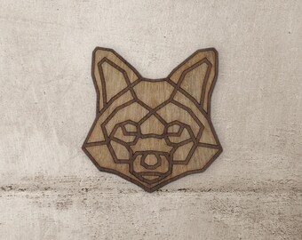 Laser Cut Geometric Fox Head Wall Art: Inlaid Wood Nursery Decor