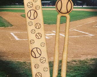 Laser Cut Wood Baseball Bookmark: Sports Gift