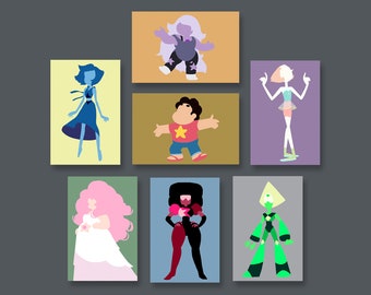 Steven Universe crystal gems art print Pearl Garnet Rose Quartz Peridot Amethyst Lapis comfort character artwork 10cm x 15cm