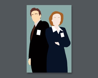L'impression d'art X Files | Bureau du Procureur de Fox Mulder et Dana Scully | caractère confort | Oeuvre d'art fandom MSR 10 cm x 15 cm