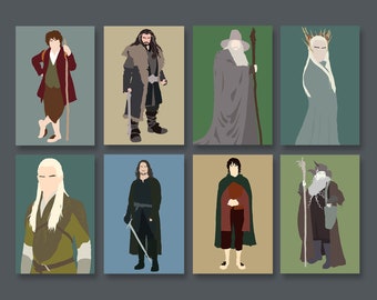 The Lord of the Rings and The Hobbit art print Bilbo Thorin Gandalf Thranduil Legolas Aragorn Frodo or Radagast artwork 10cm x 15cm