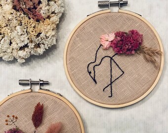 Floral Flamingo - Kreuzstich Florale Wandkunst