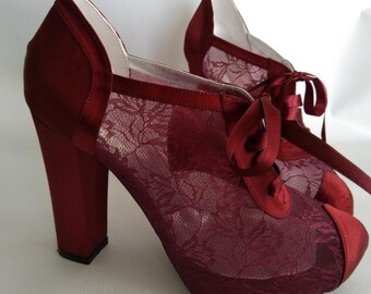 Wedding shoes, Handmade Leather or Satin and Lace Weding shoes #8445