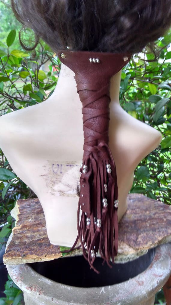 Leather Fringed Ponytail Wrap 11 INCHES Deerskin Motorcycle Etsy