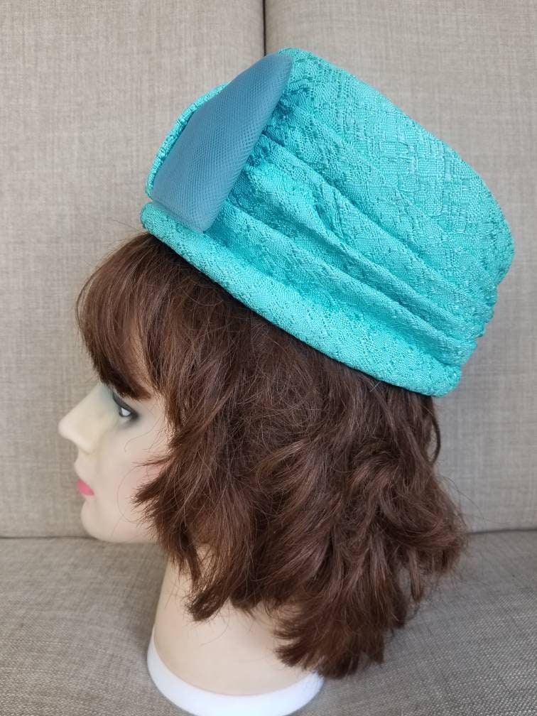 Vintage Women's Blue Pillbox Hat | Etsy