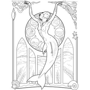 Merfolk coloring page.