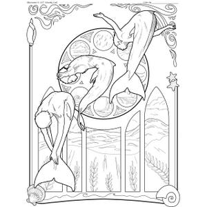Merfolk coloring page.