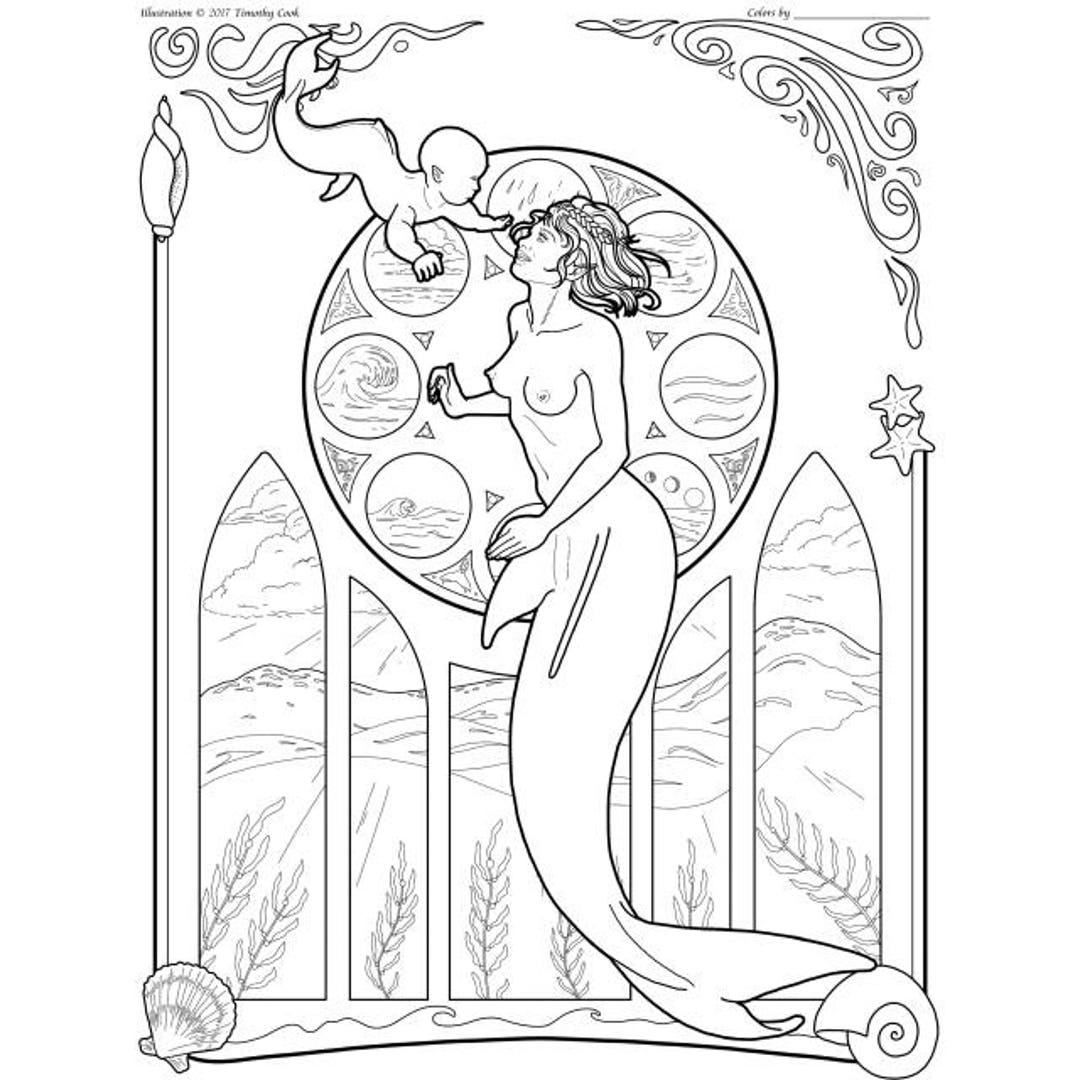 Coloring Page From merfolk Section 3 - Etsy