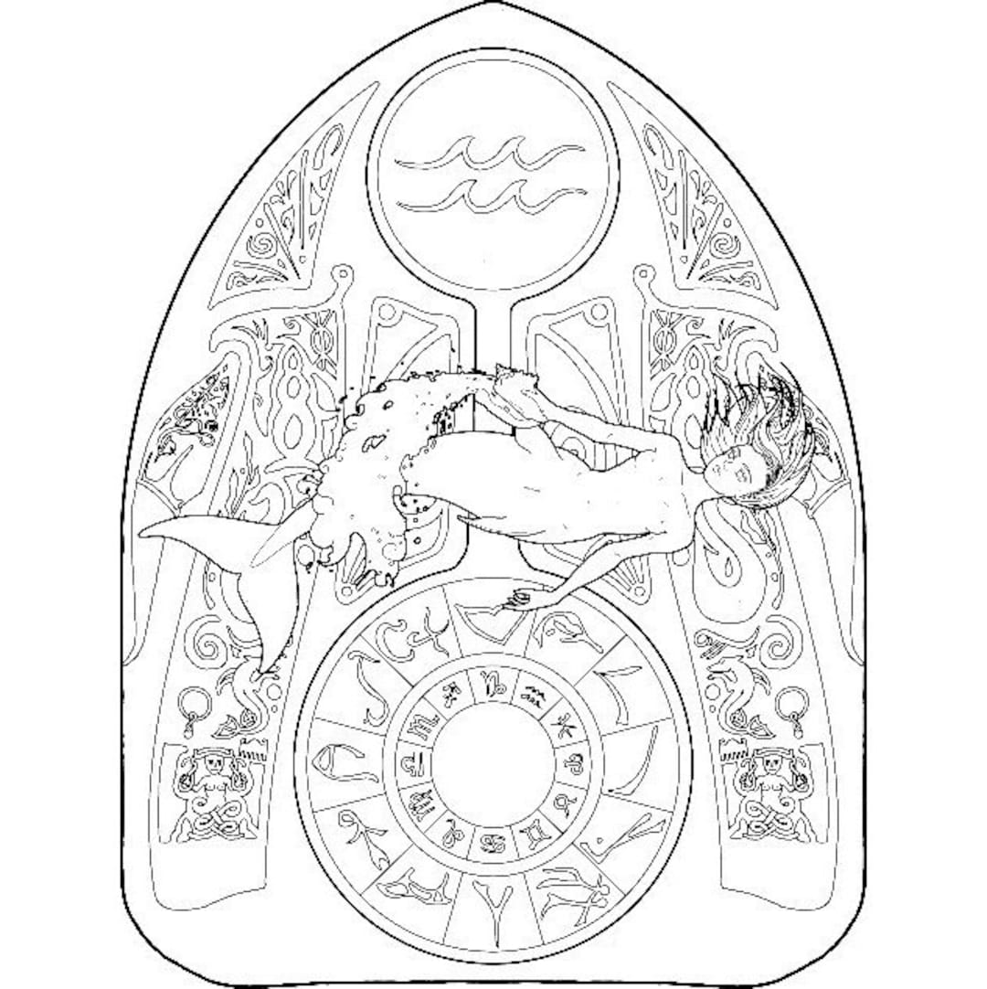 Mermaid Coloring Page Zodiac 11 aquarius - Etsy mermaid-coloring-page-zodiac-11-aquarius-etsy