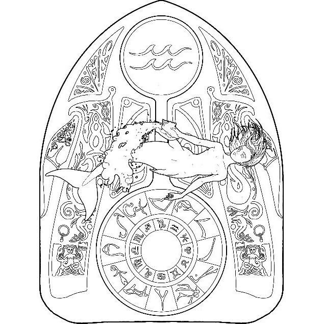 Sirene Coloriage Zodiac 11 Verseau Etsy