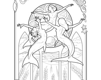 Desenho de Merfolk para colorir.