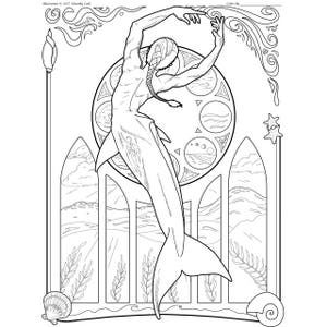 Merfolk coloring page.