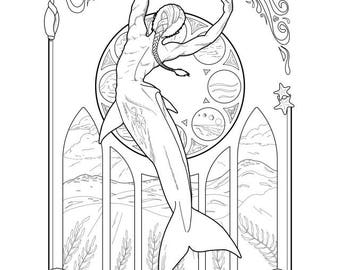 Desenho de Merfolk para colorir.