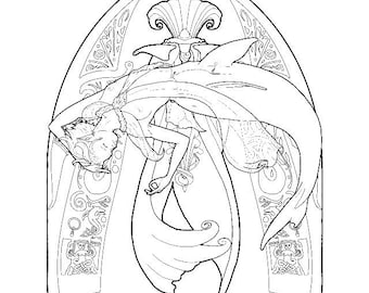 Mermaid coloring page - couture 09