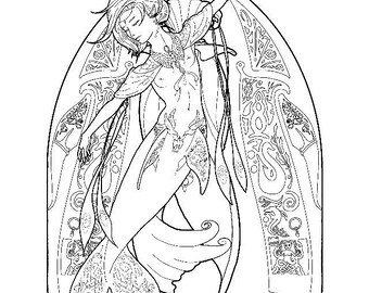 Mermaid coloring page - couture 04