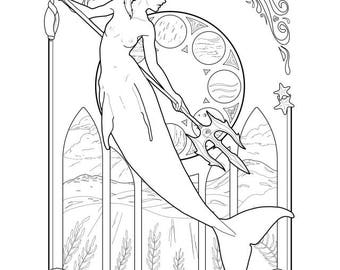Desenho de Merfolk para colorir.