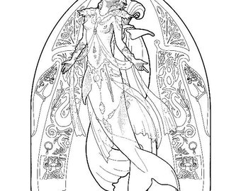 Mermaid coloring page - couture 02